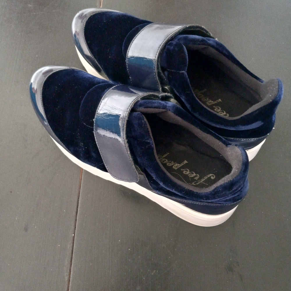 Free People Velvet Velcro Retro Platform Sneakers